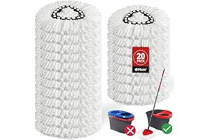 UNIMADE 20 Pack Mop Heads Replacements for O-Cedar EasyWring Spin System, Microfiber Spin Head Mop Refills Bulk, Deep Clean, Machine Washable Mop Replacement Heads for Home and Commercial