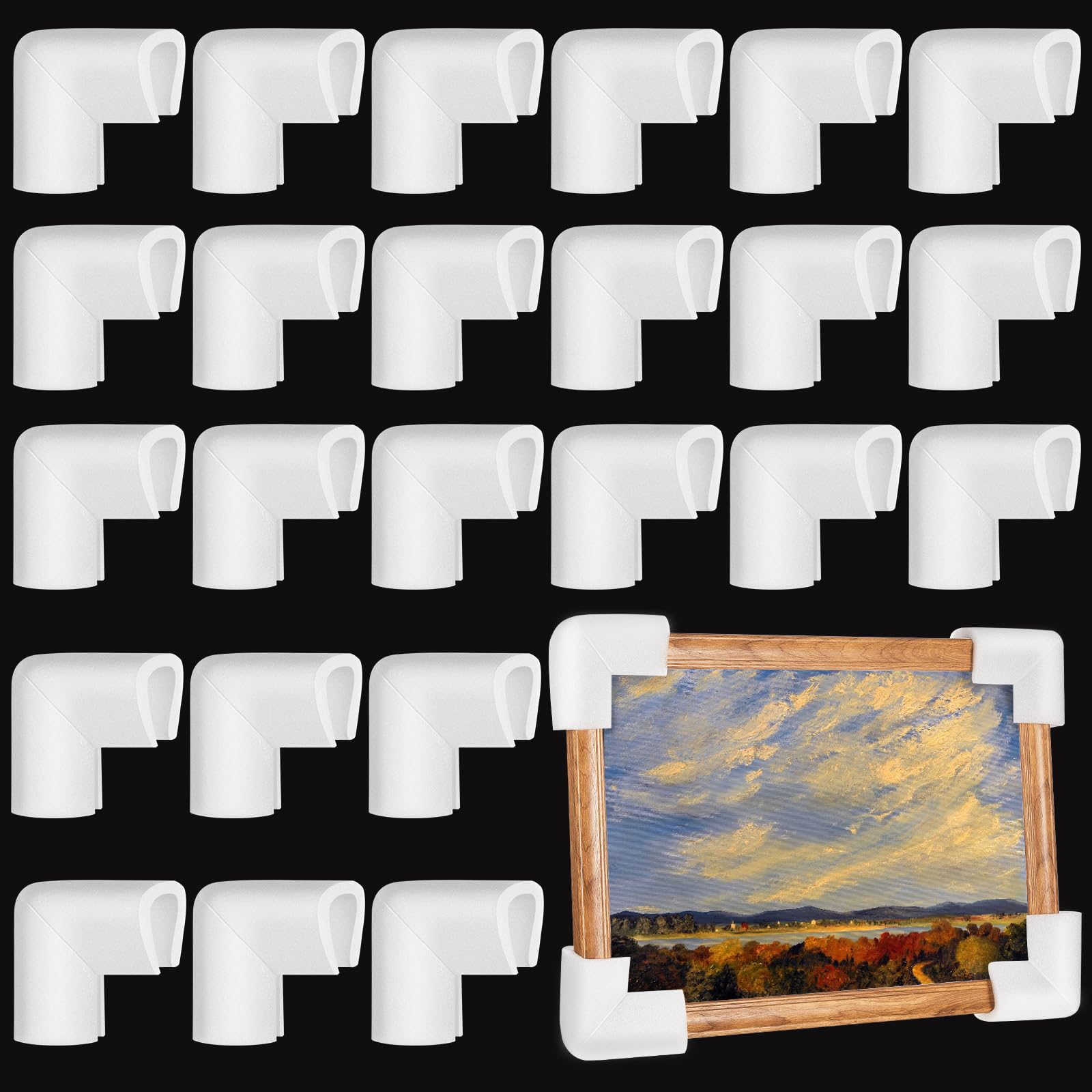 Photo 1 of Frienda 24 Pcs Foam Corner Protectors for Moving Mirror TV Box Frame Edge Protection Corners for Pictures Photo Shipping Packaging Holiday Gift Wrapping