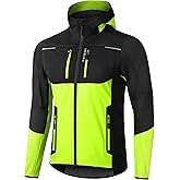 INBIKE Hooded Cycling Bike Jacket Men Running Biking Windbreaker Reflective Windproof Thermal Fleece Lined Bicycle Coat