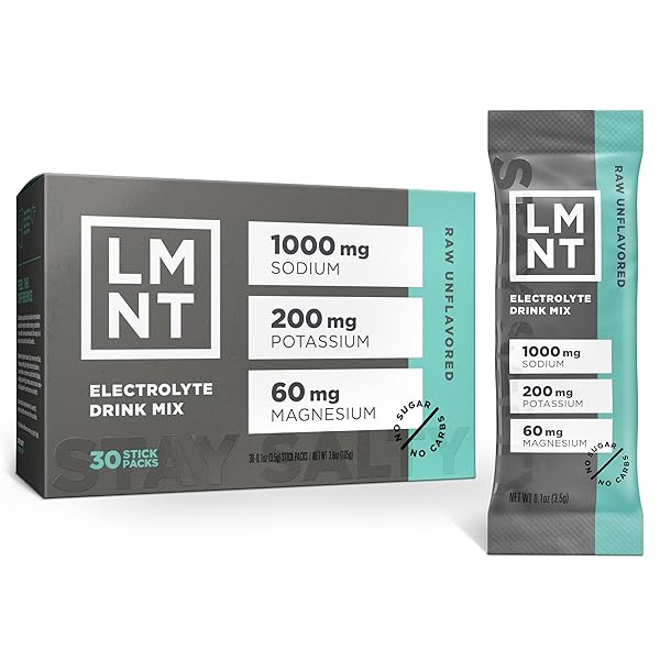 LMNT ZERO SUGAR ELECTROLYTES – RAW UNFLAVORED SALT...