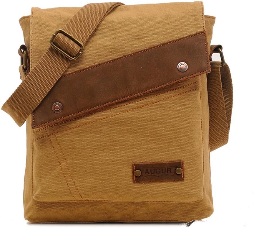 Sechunk Cotton Canvas Leather Messenger Bags Shoulder Bag Crossbody Bag