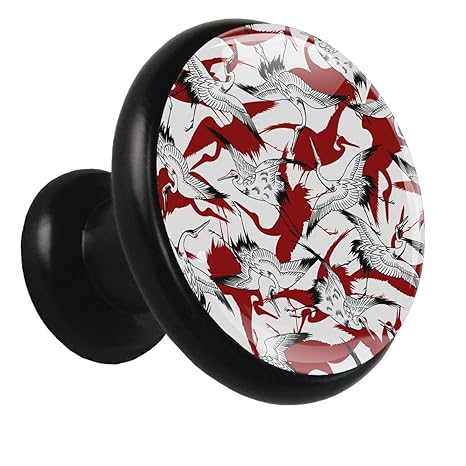 Schrankknöpfe Weißer Kranich fliegt 4 Stück Bunte runde