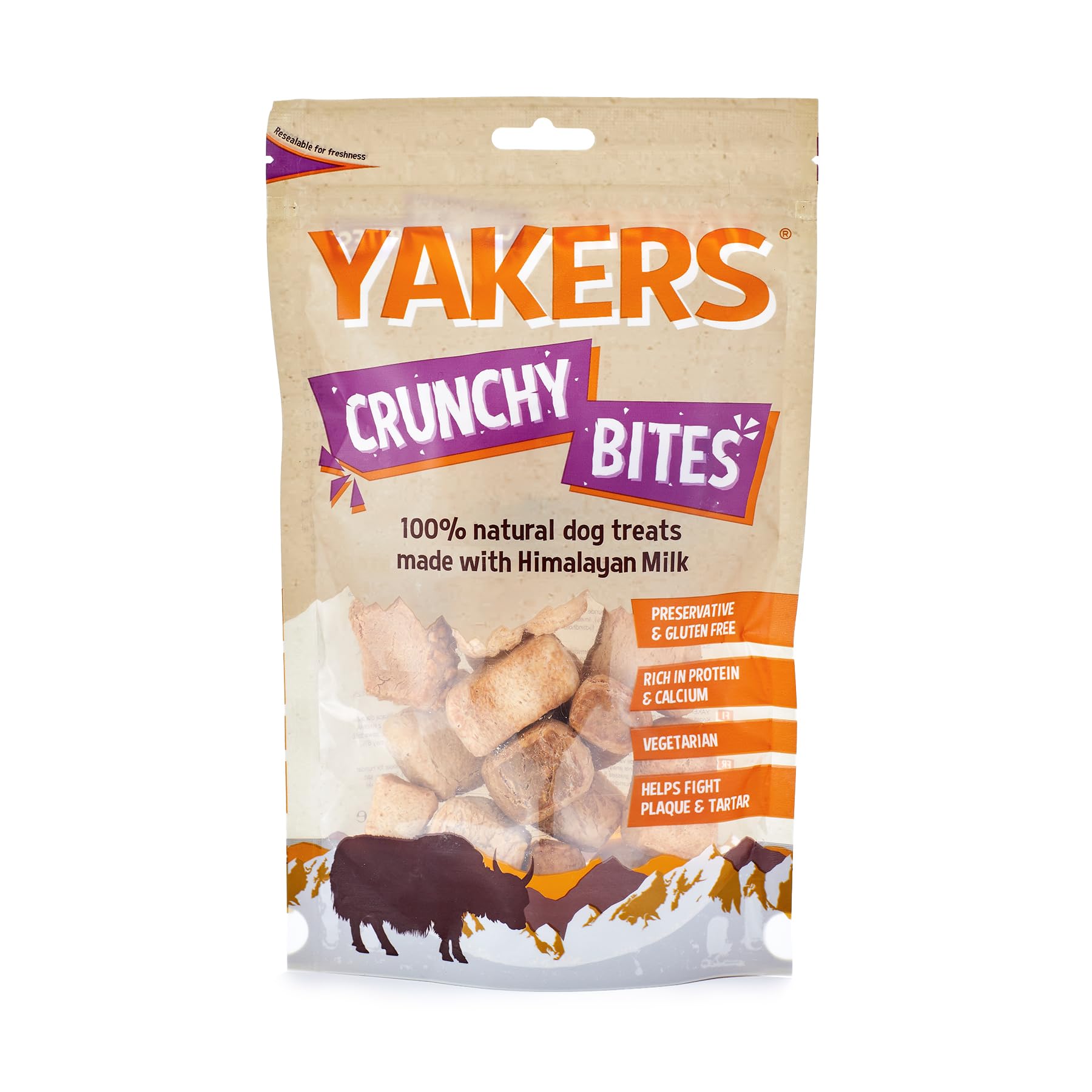 YAKERS Natural Dog Treats, Crunchy Bites, 70g (Pack of 1) - Healthy Dog Chews for Puppies and Adult Dogs, Extra- Long-Lasting Puppy Treats, Supports Strong Teeth, Training & Rewards