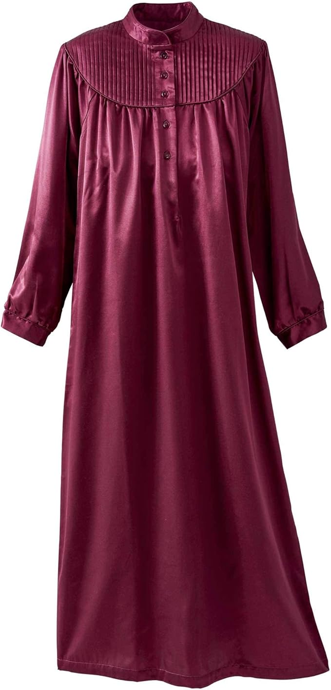 National Brushed Back Satin Nightgown Misses, Womens Red S