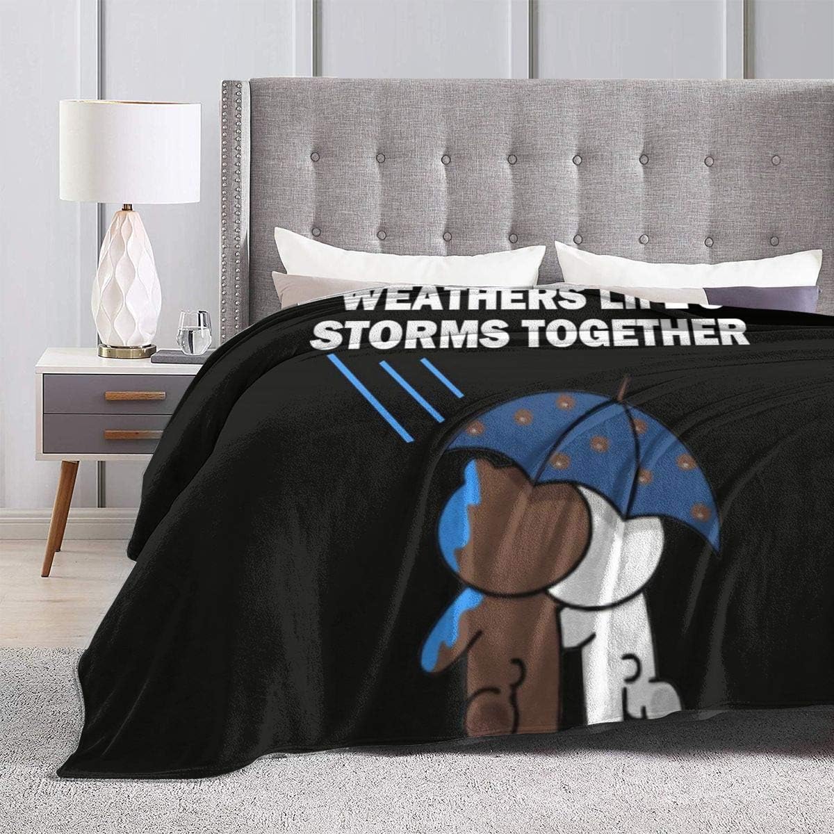 Cupaate Cute Brown Bear and Cony Life's Storms Ultra-Soft Micro Fleece Blanket 60"" x50