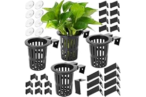 Borlech 2025 New Upgraded Large Aquarium Plant Holder with 1.57-inch Extension Hooks and Suction Cups for Fish Tank Aquaponic Plant Cultivation and Aquascape Accessories Decorations (4 PCS)