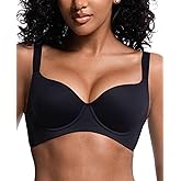 Lingesxy Seamless T-Shirt Bras for Women Back Smoothing Comfort Lightly Padded Bra Support Underwire Black 34C