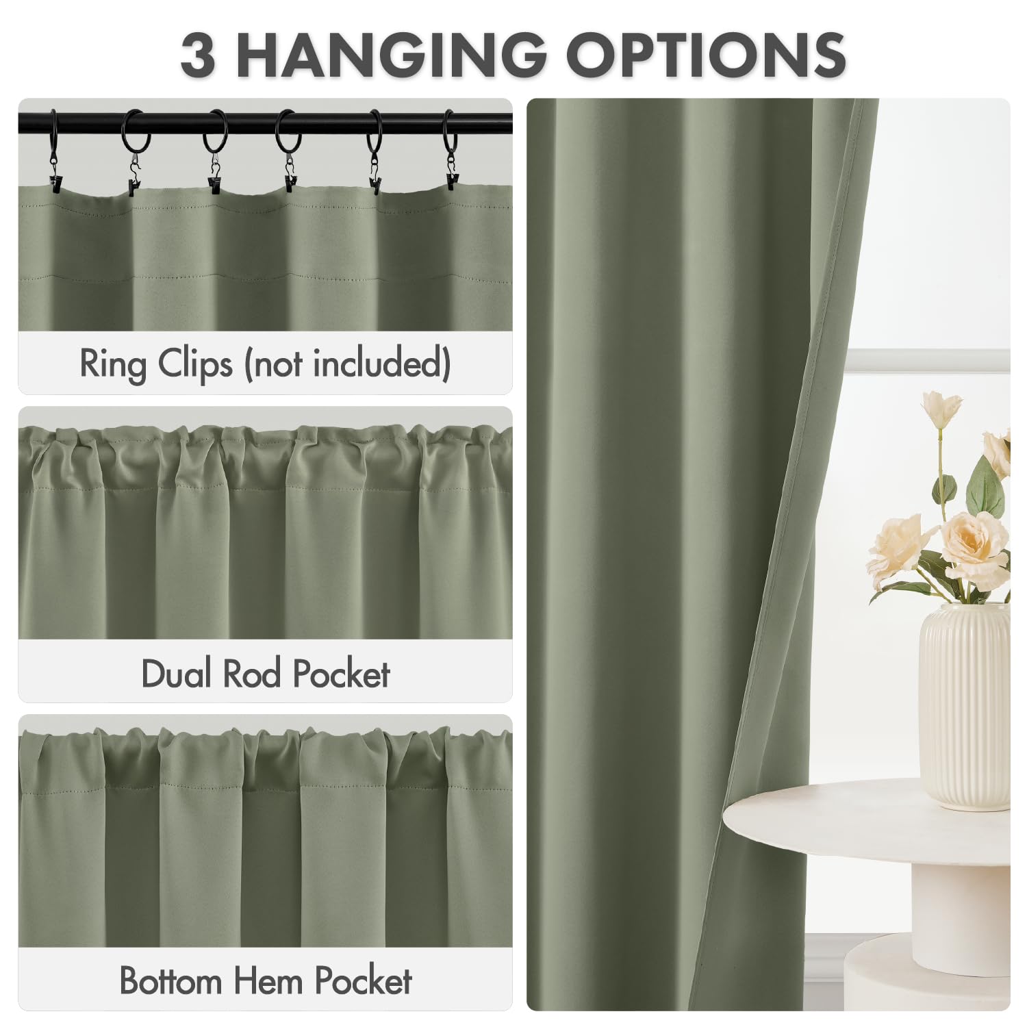 Condition photo showing New/Like New for miulee short blackout curtains for kitchen 36-inch length sage green 4-pack | light blocking, cafe curtains, room darkening thermal insulation, privacy protection, half-tier curtains for small windows sage green 40"w x 36"l (pack of 4)