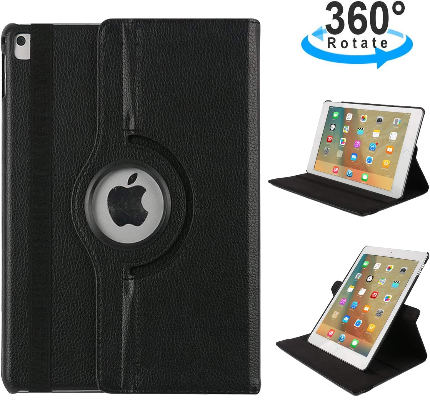 iPad Case for iPad Pro 11 2020/2018, TechCode 360 Degree Rotating PU Leather Slim Tablet Protector Smart Stand Feature Flip Folio Protective Case Sleeve for iPad Pro 11 1st/ 2nd Generation (Black)