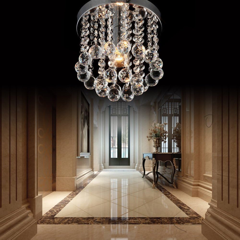 ZEEFO Crystal Chandeliers Light, Mini Style Modern Décor Flush Mount Fixture with Crystal Ceiling Lamp for Hallway, Bar, Kitchen, Dining Room, Kids Room (8 inch) - - 