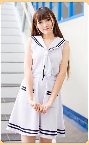 Amazon セーラー服 ノースリーブ 女子制服 コスプレ衣装 ホワイト S コスプレ 仮装 通販