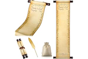 Watersay Christmas Santa's List of Naughty and Nice Scroll Paper Blank Scrolls with Wooden Stick 7.8 x 31.5 Inch Paper Santa Claus Role Play Prop for Hand Writing with Burlap Bag and Feather Pen