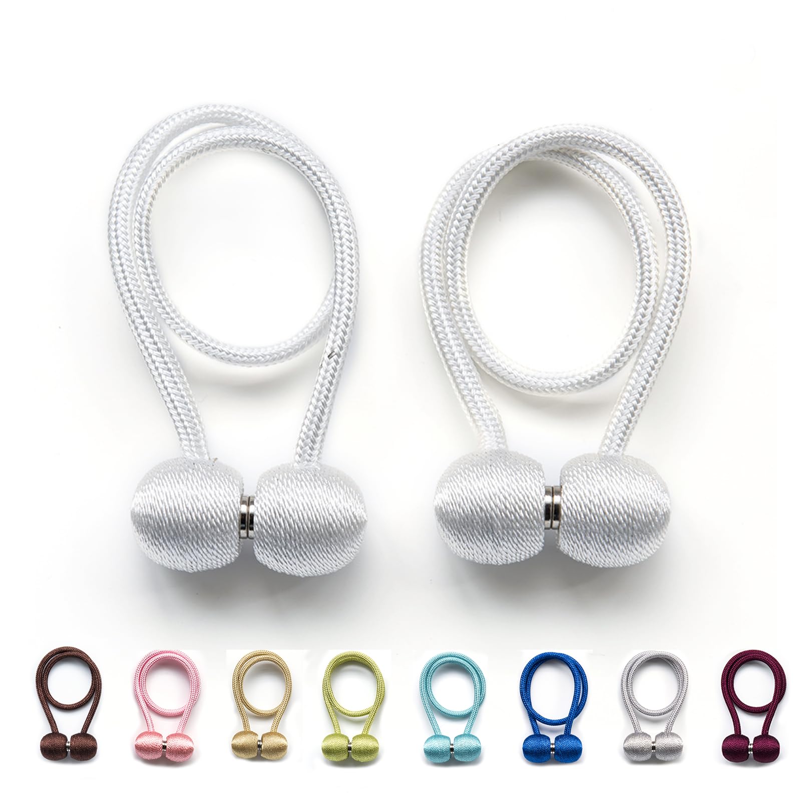 Photo 1 of SHELFLOVER Magnetic Curtain Tiebacks 2pcs, Curtain Buckles Holders for Bedroom Living Room Home Window Treatment Decorative, Thicken, White