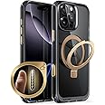SUPCASE for iPhone 16 Pro Max Case with Camera Control Capture Button (Unicorn Beetle Mag), [Built-in Stand] [Compatible with MagSafe] [Military-Grade Protection] Clear Magnetic Phone Case, Black/Gold