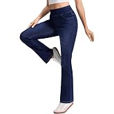 Rammus Bootcut Jeans for Women Pull On Stretchy Flare Legging with Pockets | High Waisted, Tummy Control, Bell Bottom, Denim Pants, Straight Leg, Jeggings, Work, Casual, Travel