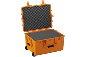 Condition 1 25" Large Rolling Hard Travel Case Model 286, Lockable Storage Box with Wheels and Handle, Waterproof Dustproof TSA Friendly, Made in USA, 24.58"x19.58"x14.60" Orange
