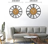 HAITANG 20IN Large Silent Wall Clock Black Roman Numeral Battery Operated view 2