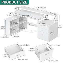 YITAHOME L Shaped Desk with 3 Drawers, 65" Corner