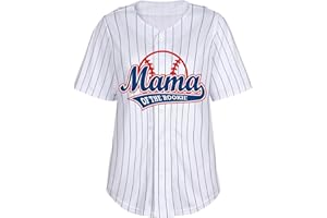 BEIDEFY Baseball Jersey Women Stripes Baseball Mama Shirt V Neck Sports Jersey Button Down Fan Tops
