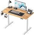 FEZIBO 44 x 24 Inches Standing Desk, Height Adjustable Electric Standing Desk, Stand up Table, Sit Stand Home Office Desk with Splice Board, Light Rustic Brown