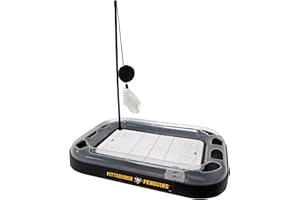 Pets FIrst Cat Scratching Toy NHL Pittsburgh Penguins Hockey Field Cat Scratcher Tiy with Interactive Cat Ball Bell in Tracks. 5-in-1 CAT Toy