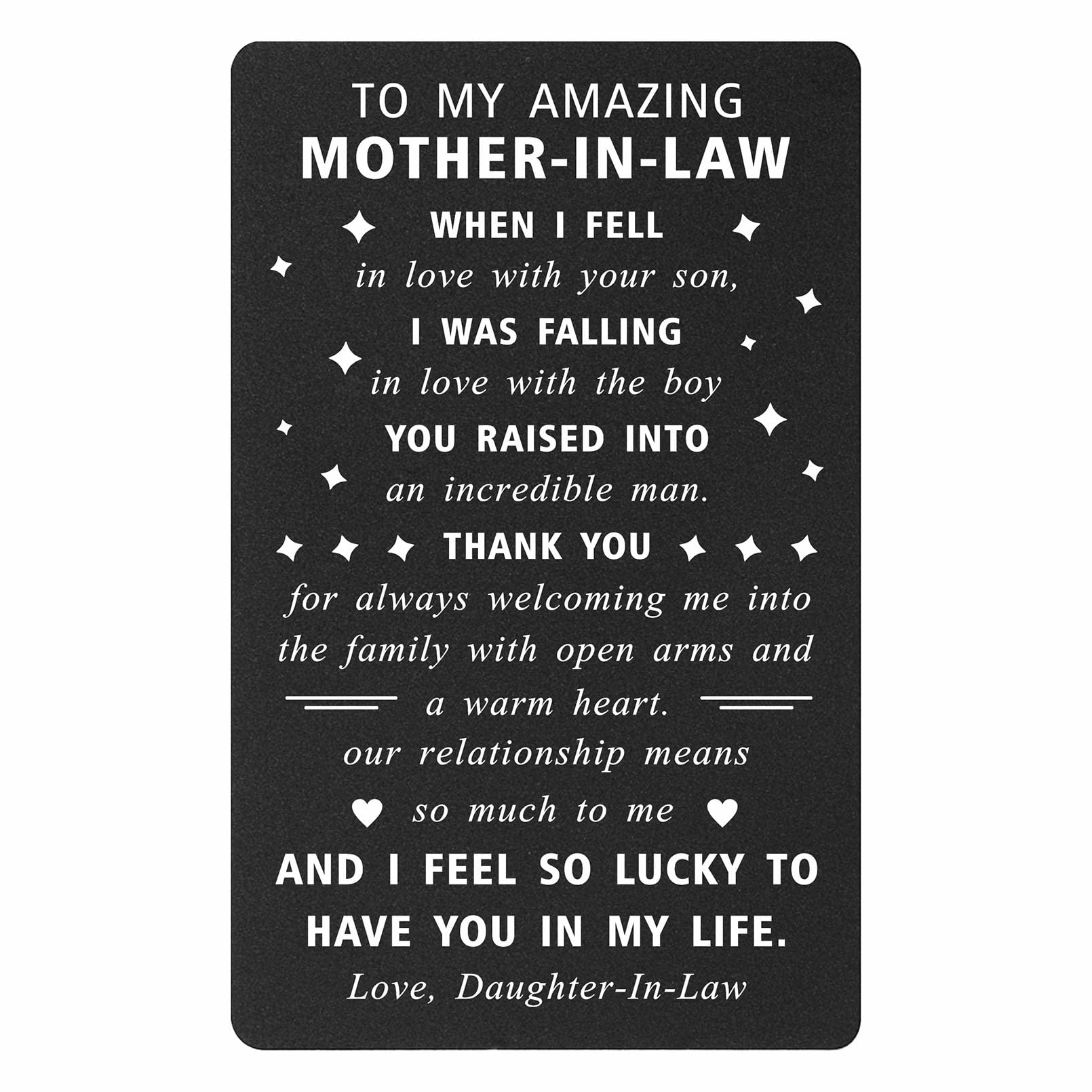 ENGZHI Mother In Law Gifts from Daughter In Law, Thank You Cards for Mother-In-Law Christmas Birthday, Mothers Of The Groom Wedding Wallet Insert Card