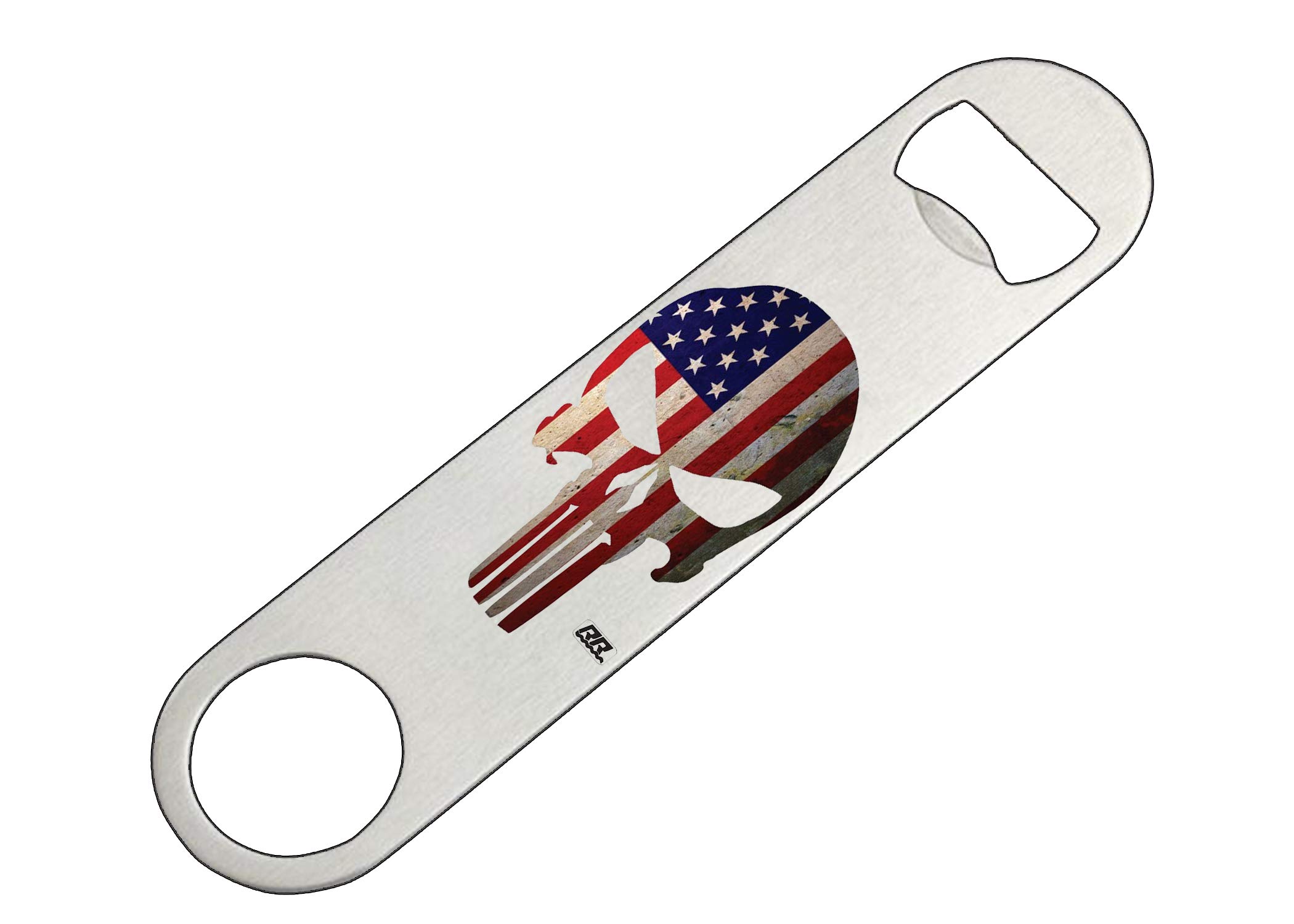 US Flag Punisher Skull Speed Bottle Opener Heavy Duty Gift for Military Veteran USA Patriotic
