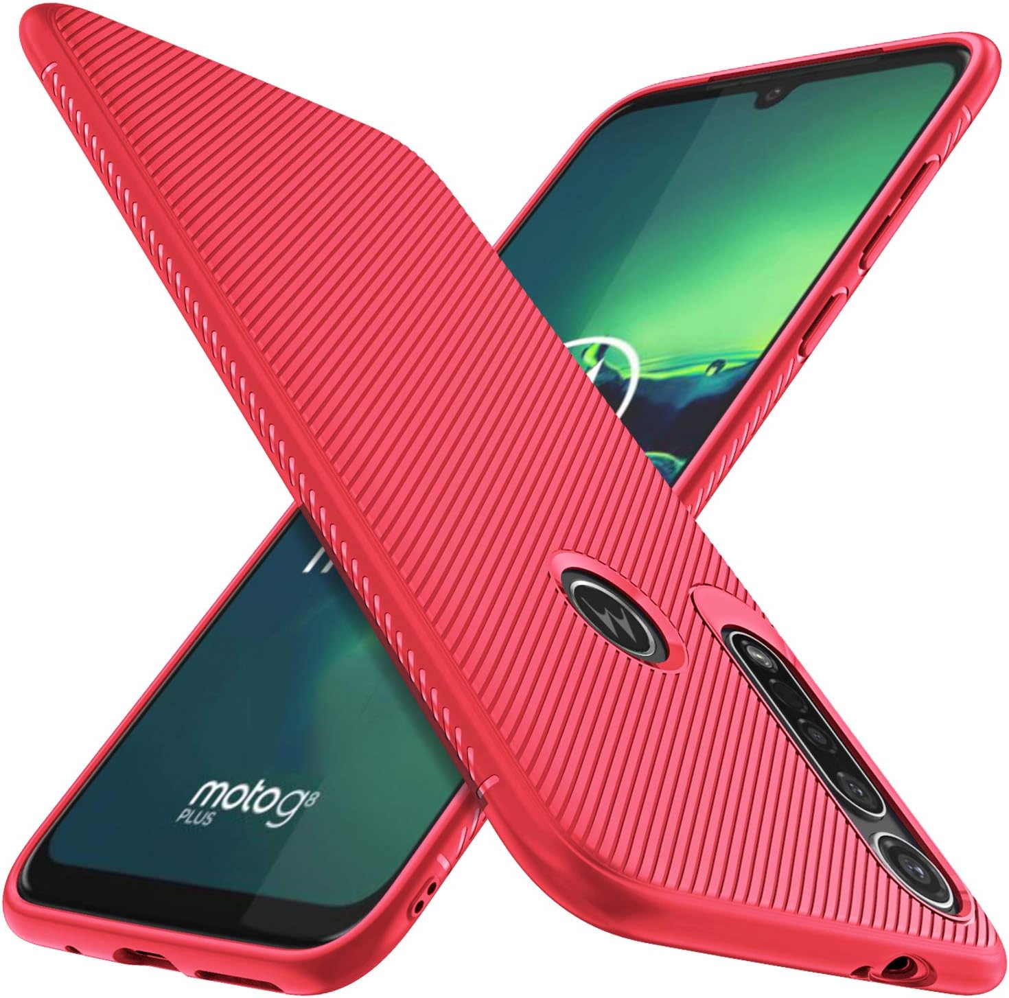 Gesma for Moto G8 Plus Case, Scratch Resistant & Anti Slip Grippy Soft TPU Case for Moto G8 Plus Phone (Red)
