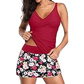 Talisea Womens Tankini Bathing Suits with Skirt Two Piece Tummy Control Swimsuits Ladies Swimwear