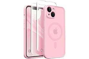 CAPRARO Magnetic for iPhone 14 Case, [Compatible with MagSafe] [Full Camera Protection] Shockproof Protective Slim Translucent Matte Phone Case for iPhone 14 6.1'', Peach Pink