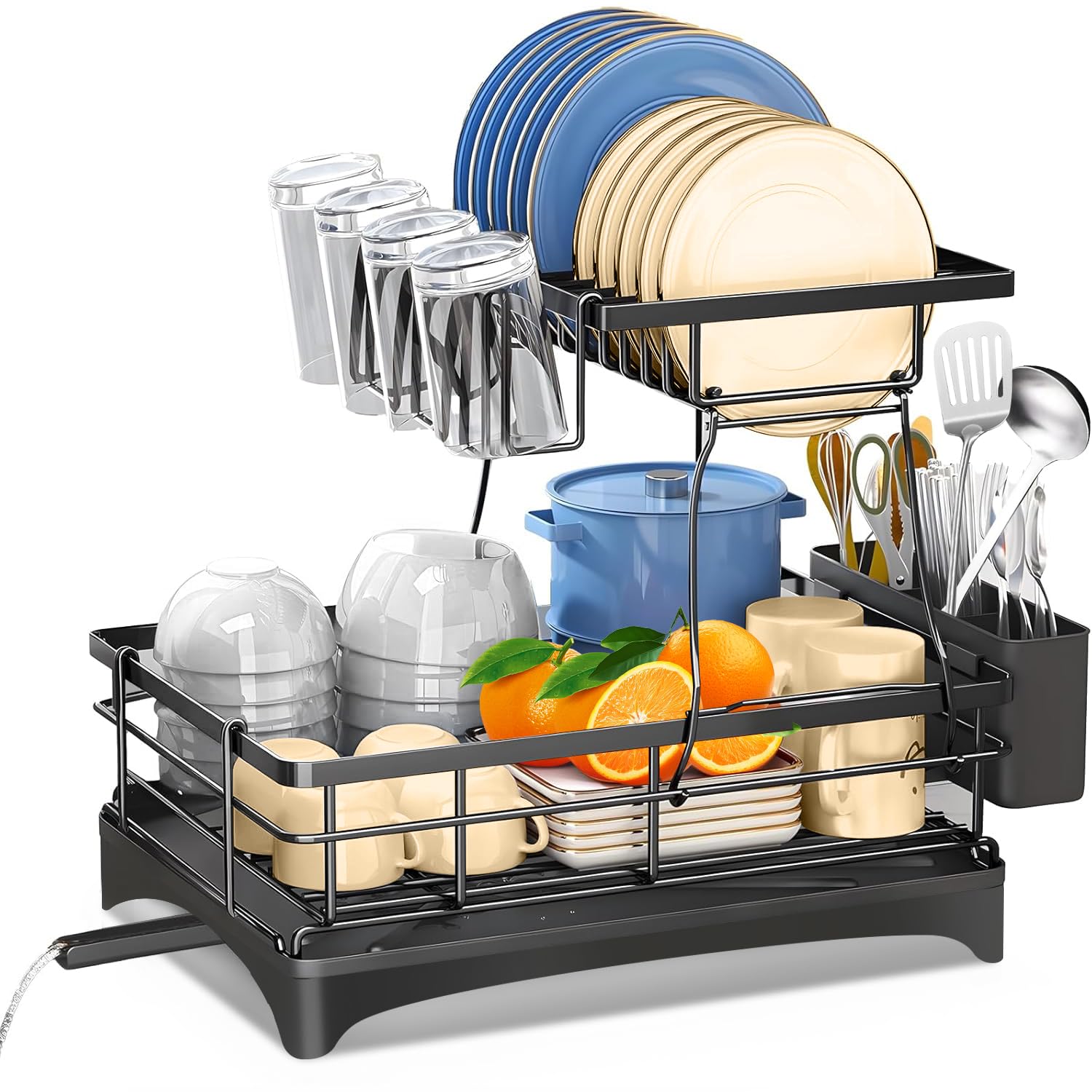 Photo 1 of Dish Drying Rack?Durable, Rust-Proof Large 2 Tier Dish Racks for Kitchen Counter, Stainless Steel Kitchen Dish Drying stand,Detachable Capacity Dish Drainer Organizer with Cutlery & Cup Holder