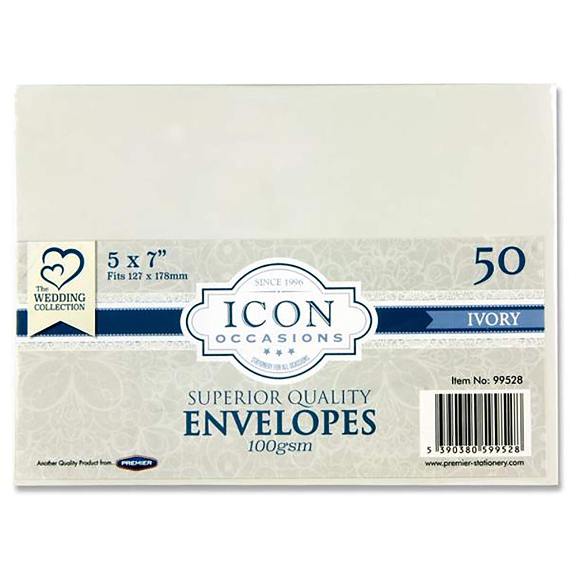 Premier Stationery Icon Occasions 5 x 7" 100gsm Ivory Envelopes. Pack of 50