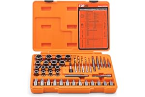 Topme Bolt Extractor Kit, 42 Pieces Screw Extractor Set with Left Hand Drill Bit, Broken Bolt Extractor Kit with Hex Adapter for Damaged, Rusted, Rounded-Off Bolts, Nuts & Screws