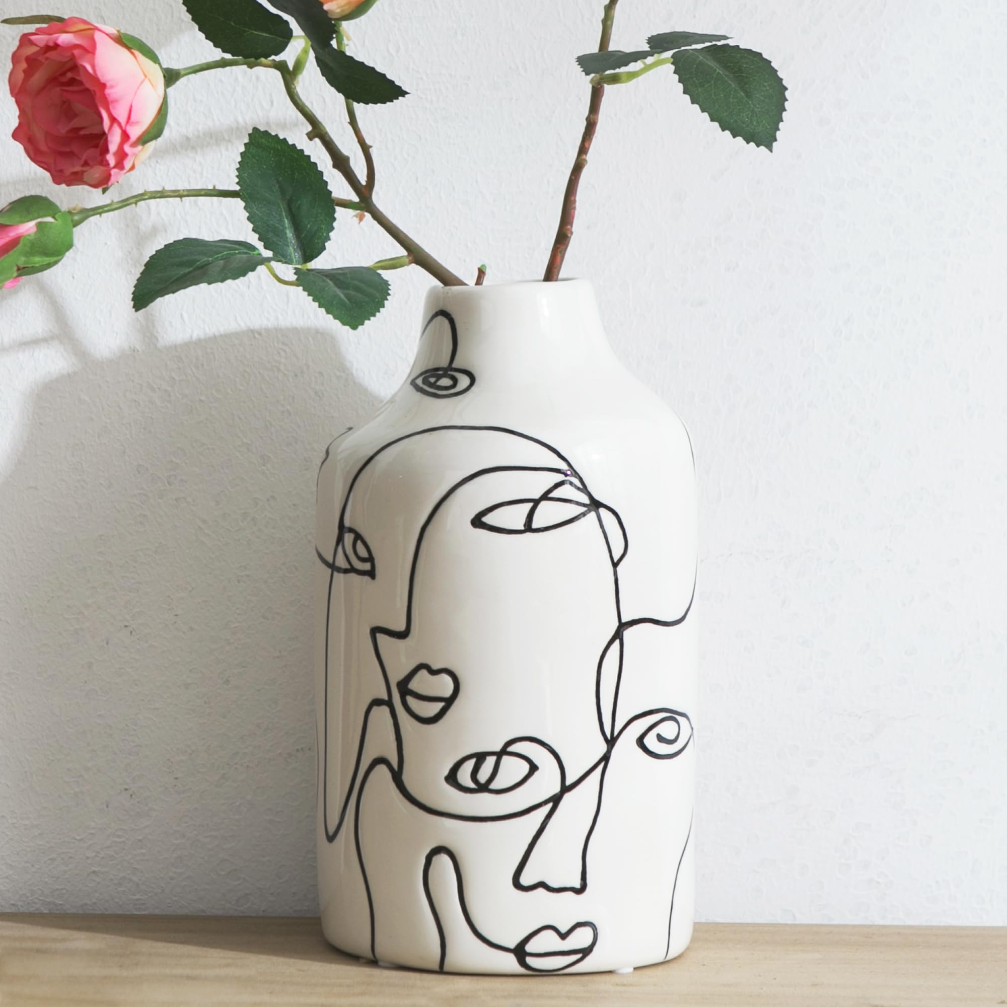 Photo 1 of Kimdio Ceramic Vase for Home Decor, Abstract Irregular Design Flower Vase, Living Room Decor Minimalist Decorative Vases for Pampas Grass