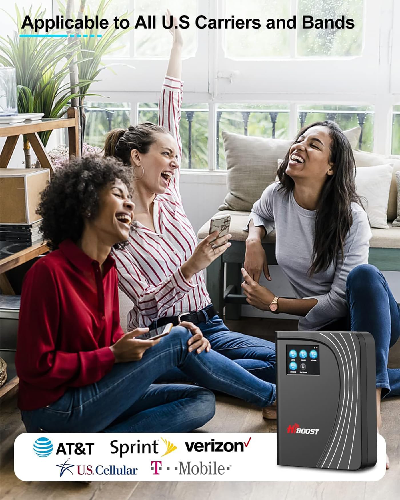 Cell Phone Signal Booster, 4G LTE 5G Cell Phone Booster with LCD Touch Screen Cover 4,500 Sq Ft for Home Office All U.S. Carriers Verizon, AT&T, T-Mobile 65dB High Gain Support All Band | FCC Approved