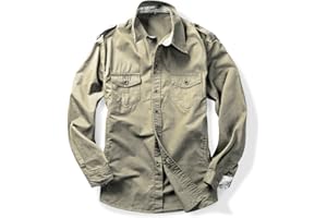 Mesinsefra Men's Button Down Long Sleeve Shirts Cotton Casual Cargo Work Shirt