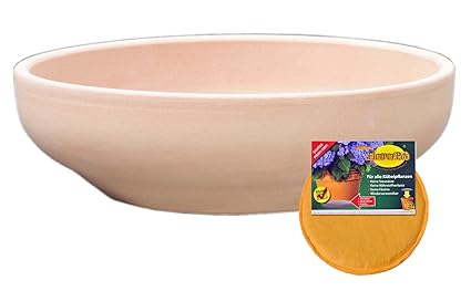 Hentschke Keramik Spar Set: Pflanzschale Grabschale + FlowerPad Ø 38 x 12 cm, terrakotta, 039.L38.53 Schale mit Bodenloch