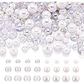 Cheriswelry 400Pcs 6/8/10mm Acrylic Beads White Chunky Gumball Beads Round Loose Spacer Beads for Bracelet Necklace Keychain Jewelry Making