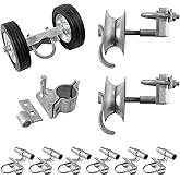 Wmebee 6" Sliding Gate Hardware Kit for Chain Link Fence | Heavy Duty Rolling Gate Kit with 2 Track Wheels, 6 Wall Mounted Brackets, 1 Rolo Latch, Galvanized Steel
