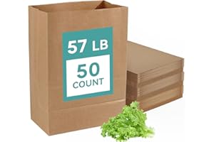 MUCHII 57 LB 50 Count Kraft Paper Bags, Large Brown Paper Grocery Bags for Storage, Shopping