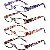Kerecsen Women's Reading Glasses 4 Pairs Ladies Fashion Spring Hinge Readers