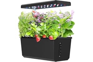 Aooccder Hydroponics Growing System,Mini Herb Garden with LED Grow Light,Smart Garden for Indoor Plants,Indoor Herb Garden Kit Automatic Timer,Height Adjustable,Black,6 Pods