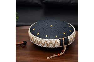 ZXZYHFTY Steel Tongue Drum, 13 Inch 15Note Steel Hand Drum with Bag, Music Book, Drumsticks, Mallet Holder and Finger Paddles, for Camping, Meditation or Yoga (Navy Blue-13Inch)