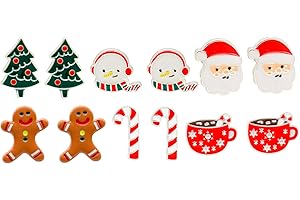 ZZ ZINFANDEL 6-16 Pair Christmas Earrings for Women Cute Funny Christmas Earrings Bow Tree Santa Holiday Earrings for Christmas Jewellery