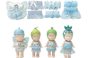 KAITIAKI 4 Sets Mini Doll Clothes for Sonny Angel, Tops and Skirts Fit for 3 Inch Collectible Dolls for Adult Collectors, Designed for Display and Decoration (Blueberry Fairy)