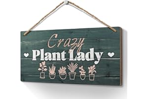 Heuhuww Plant Lover Gifts,Crazy Plant Lady Wood Sign 6x12 Inch Funny Garden Gift,Garden Door Decor,Plant Lady Hanging Gardening Signs for Plant Mom Plant Lovers