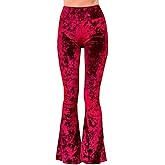 Daisy Del Sol Crushed Velvet High Waisted Comfy Soft Stretch 70s Yoga Loungewear Bell Bottom Flare Pants