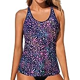Yonique Womens Tankini Top Only Athletic Swim Top Modest Tankini Swimsuit No Bottom