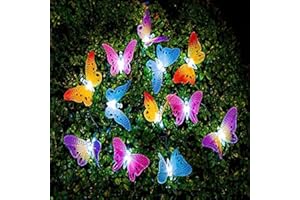 Butterfly Solar Lights Outdoor Waterpoof 12 LED String Lights Indoor for Bedroom Garden Balcony Deco