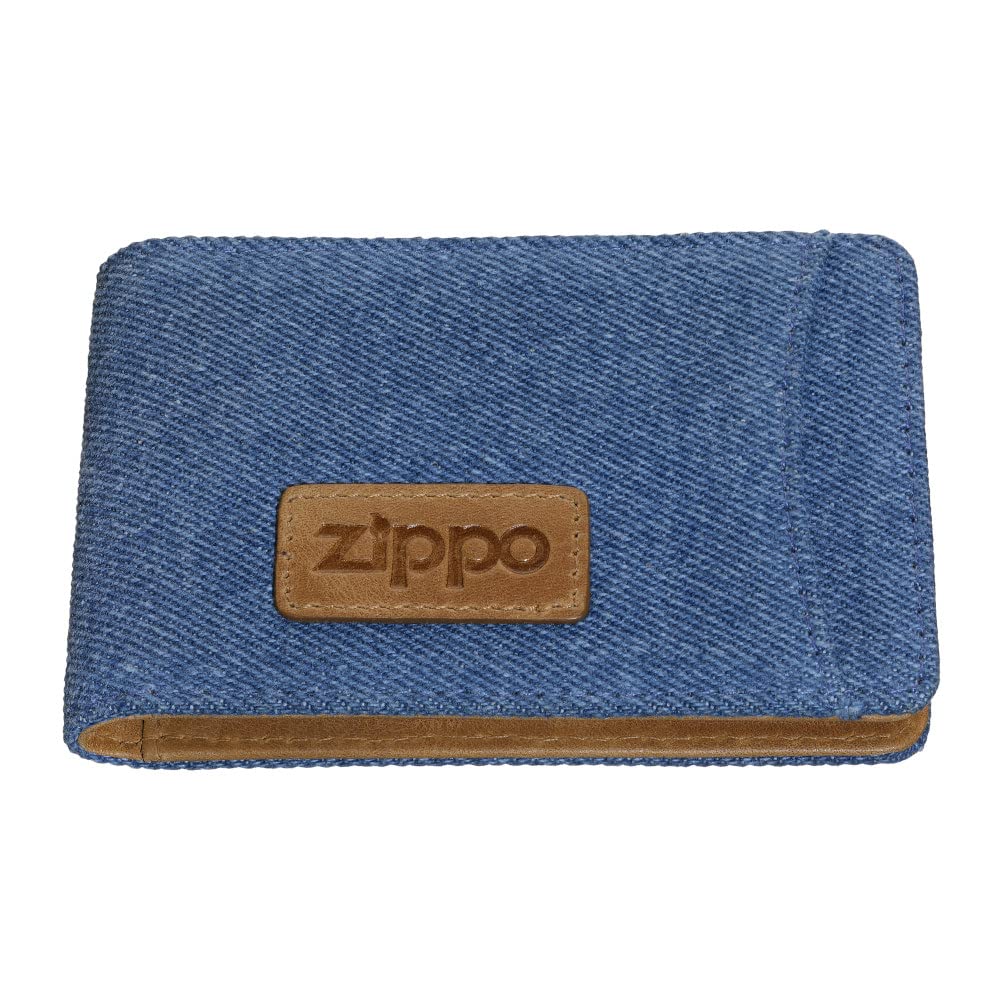 Zippo - Card Case, Denim, Blue/Brown, Credit Card Holder for Women and Men, 4 Card Slots, 3 Slip Pockets